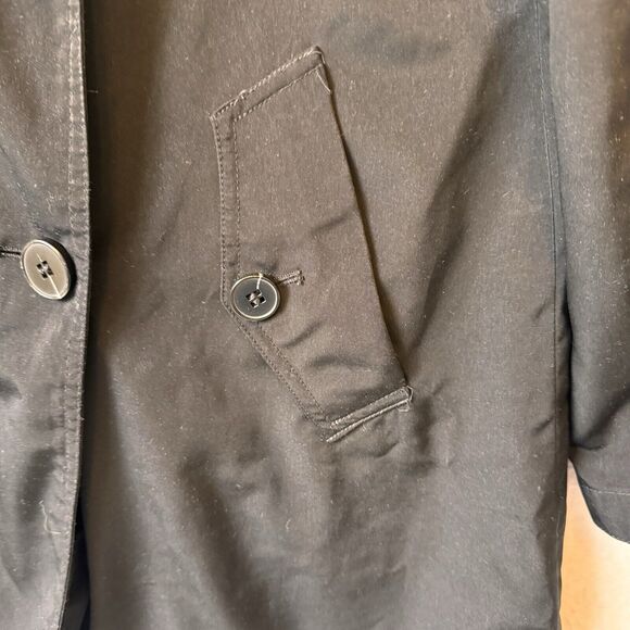 London Fog Womens Black Trench Rain Coat Petite Medium PM No‎ Belt - Picture 5 of 9